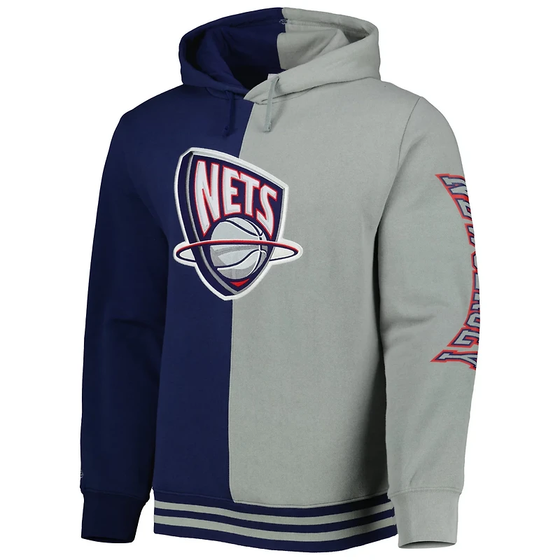 Mitchell  Ness Gray New Jersey Nets Hardwood Classics Split Pullover Hoodie