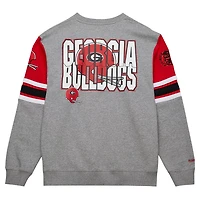 Mitchell  Ness Heather Georgia Bulldogs Throwback Allover 40 Pullover Sweatshirt