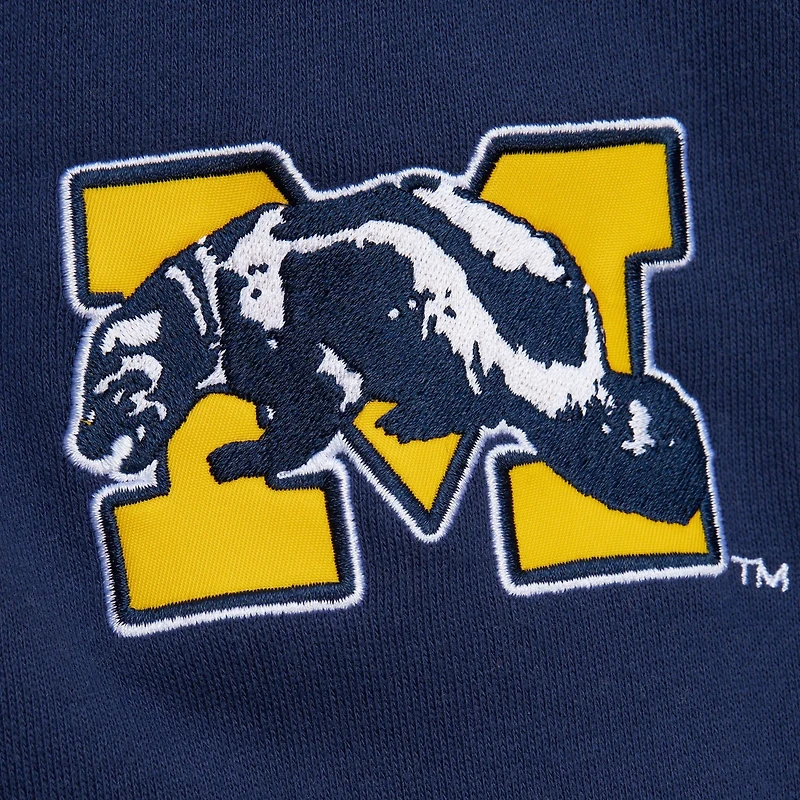 Mitchell  Ness Heather Michigan Wolverines Throwback Allover 40 Pullover Sweatshirt