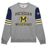 Mitchell  Ness Heather Michigan Wolverines Throwback Allover 40 Pullover Sweatshirt