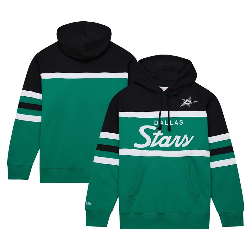 Mitchell  Ness Kelly Black Dallas Stars Head Coach Pullover Hoodie