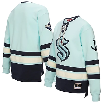 Mitchell  Ness Light Seattle Kraken Heritage Lace-Up Pullover Sweatshirt
