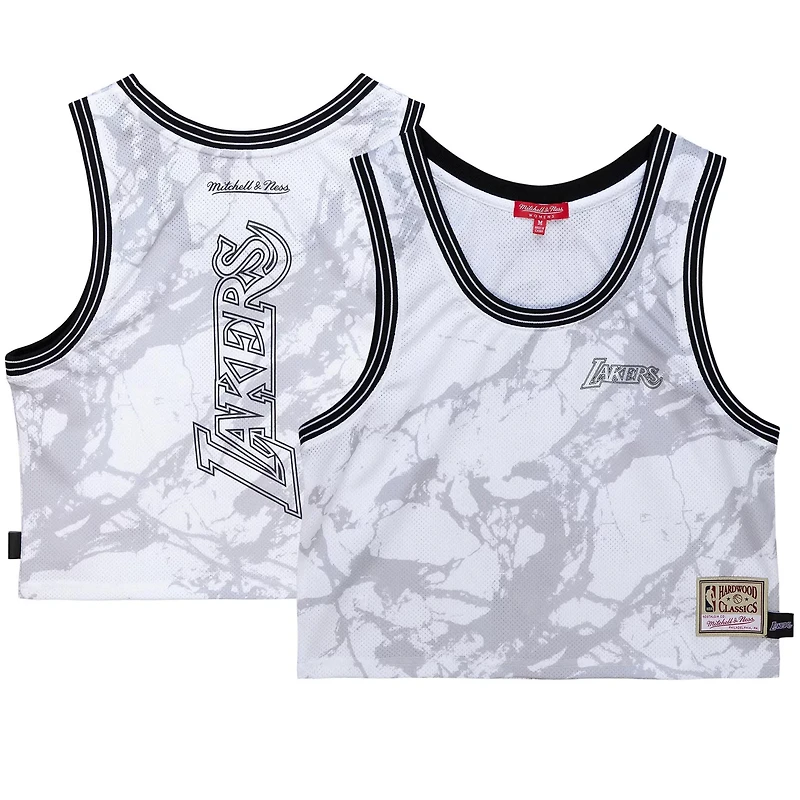 Mitchell Ness Los Angeles Lakers Hardwood Classics Marble Cropped Tank Top