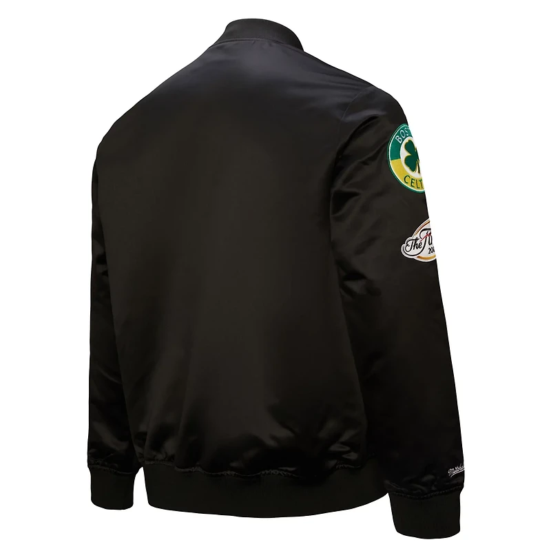Mitchell & Ness Men's Boston Celtics Hardwood Classics Blackout Collection Satin Full Zip Jacket
