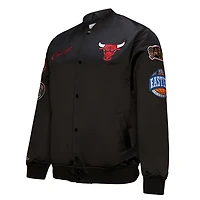 Mitchell & Ness Men's Chicago Bulls Hardwood Classics Blackout Collection Satin Full Zip Jacket