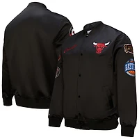 Mitchell & Ness Men's Chicago Bulls Hardwood Classics Blackout Collection Satin Full Zip Jacket