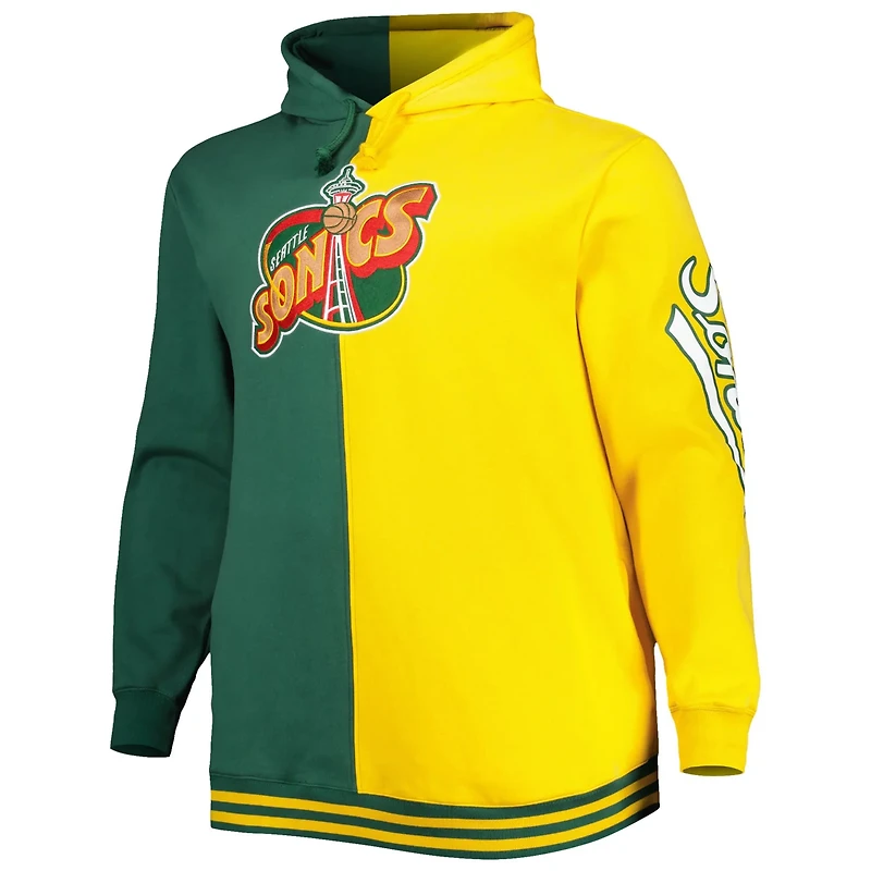 Mitchell & Ness Men's Seattle Supersonics Big and Tall Hardwood Classics Split Pullover Hoodie