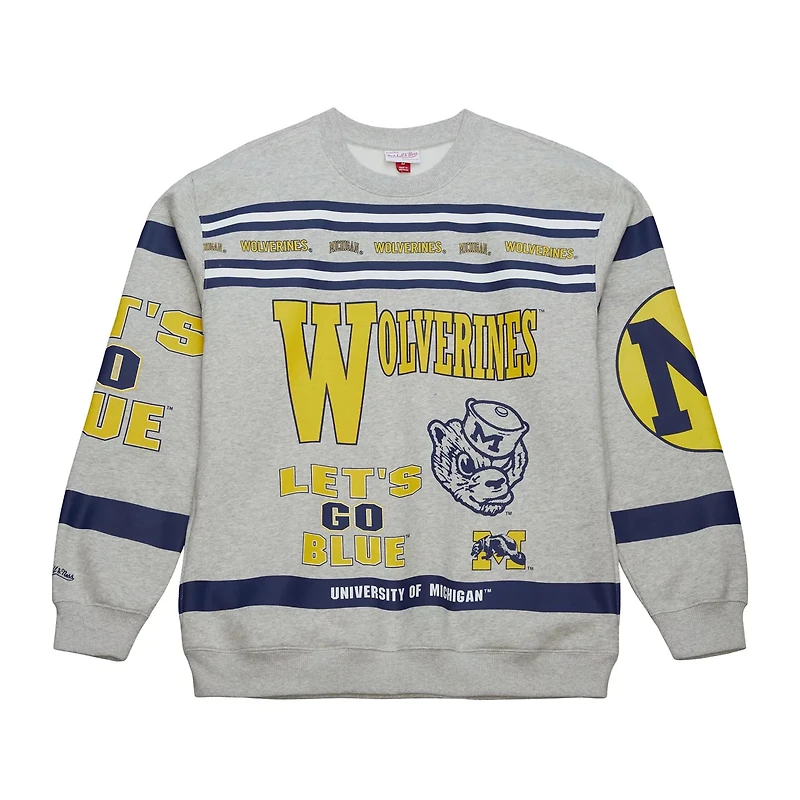 Mitchell  Ness Michigan Wolverines All Over Print Sweatshirt