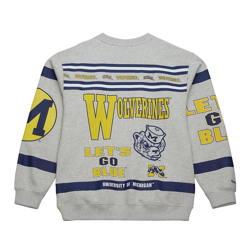 Mitchell  Ness Michigan Wolverines All Over Print Sweatshirt