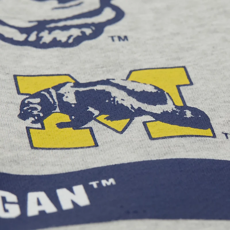 Mitchell  Ness Michigan Wolverines All Over Print Sweatshirt