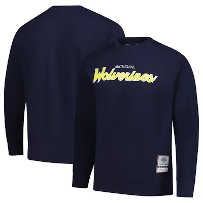 Mitchell  Ness Michigan Wolverines Elite Script Pullover Sweatshirt