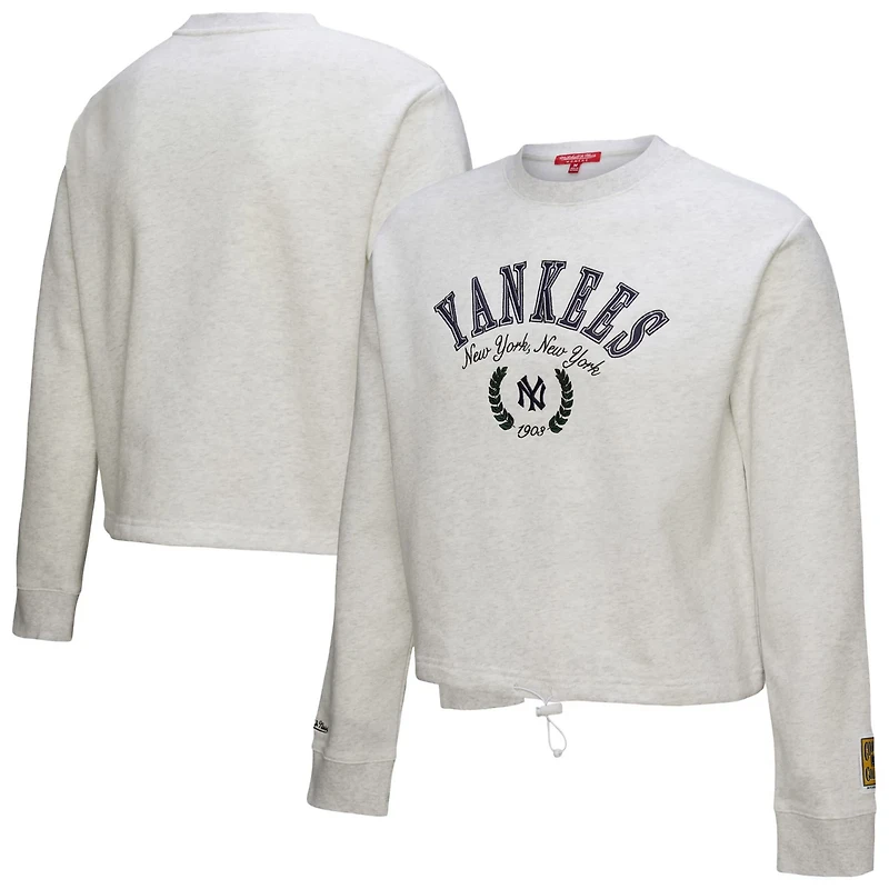 Mitchell  Ness New York Yankees Cropped Toggle Pullover Sweatshirt