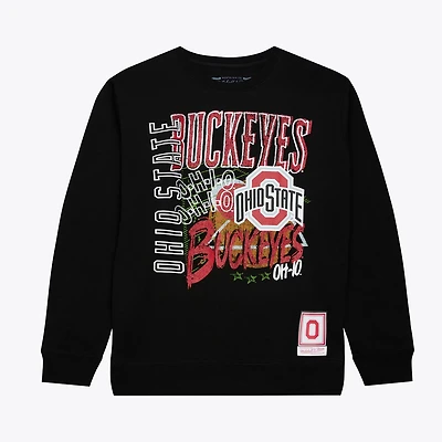 Mitchell  Ness Ohio State Buckeyes Half Time Fleece Crewneck Sweatshirt