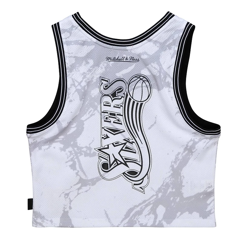 Mitchell Ness Philadelphia 76ers Hardwood Classics Marble Cropped Tank Top