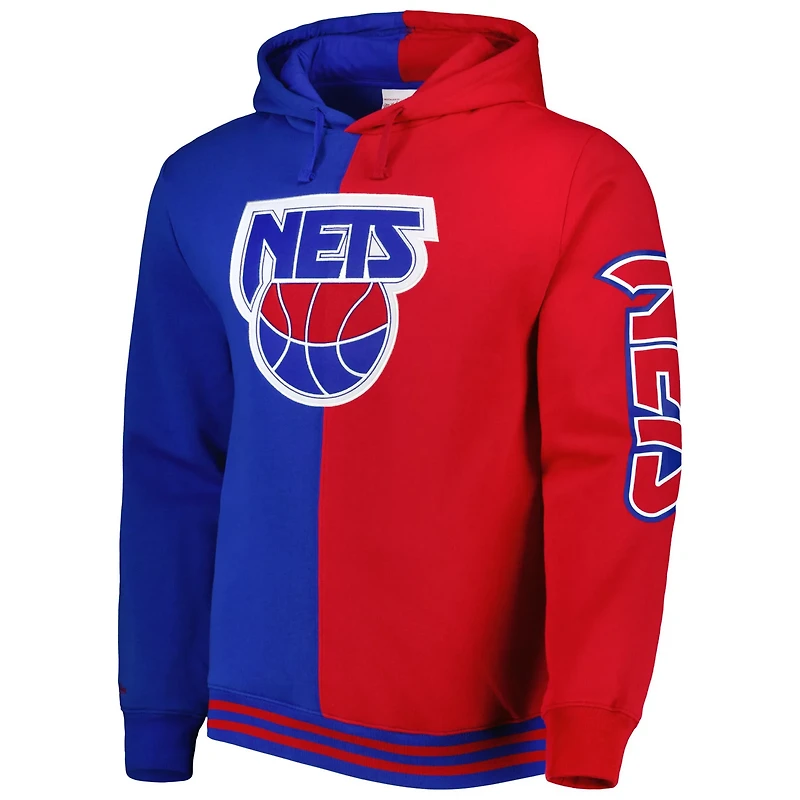 Mitchell  Ness Red New Jersey Nets Big Tall Hardwood Classics Split Pullover Hoodie