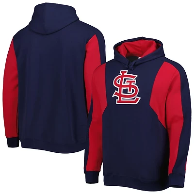 Mitchell  Ness Red St Louis Cardinals Colorblocked Fleece Pullover Hoodie