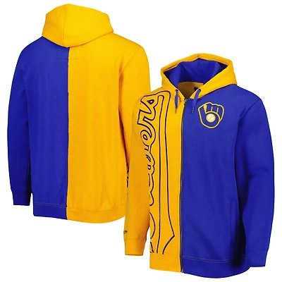 Mitchell  Ness Royal Milwaukee Brewers Fleece Full-Zip Hoodie