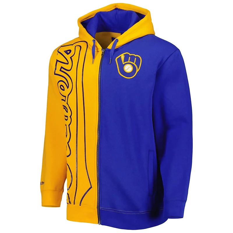 Mitchell  Ness Royal Milwaukee Brewers Fleece Full-Zip Hoodie