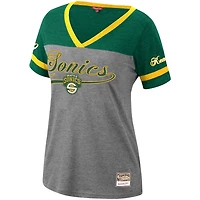 Mitchell  Ness Shawn Kemp Heathered Charcoal Seattle SuperSonics Team Captain V-Neck T-Shirt