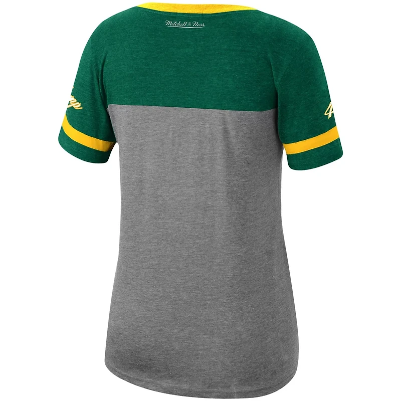 Mitchell  Ness Shawn Kemp Heathered Charcoal Seattle SuperSonics Team Captain V-Neck T-Shirt