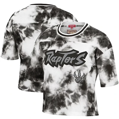 Mitchell Ness White Toronto Raptors Hardwood Classics Tie-Dye Cropped T-Shirt