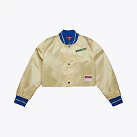 Mitchell & Ness Women's Golden State Warriors Cropped Satin Full Snap Jacket