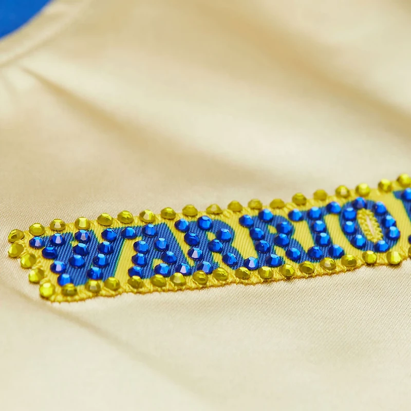 Mitchell & Ness Women's Golden State Warriors Cropped Satin Full Snap Jacket