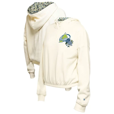 New Era Colorado Avalanche Glam Game Quarter-Zip Cropped Floral Hoodie Pullover