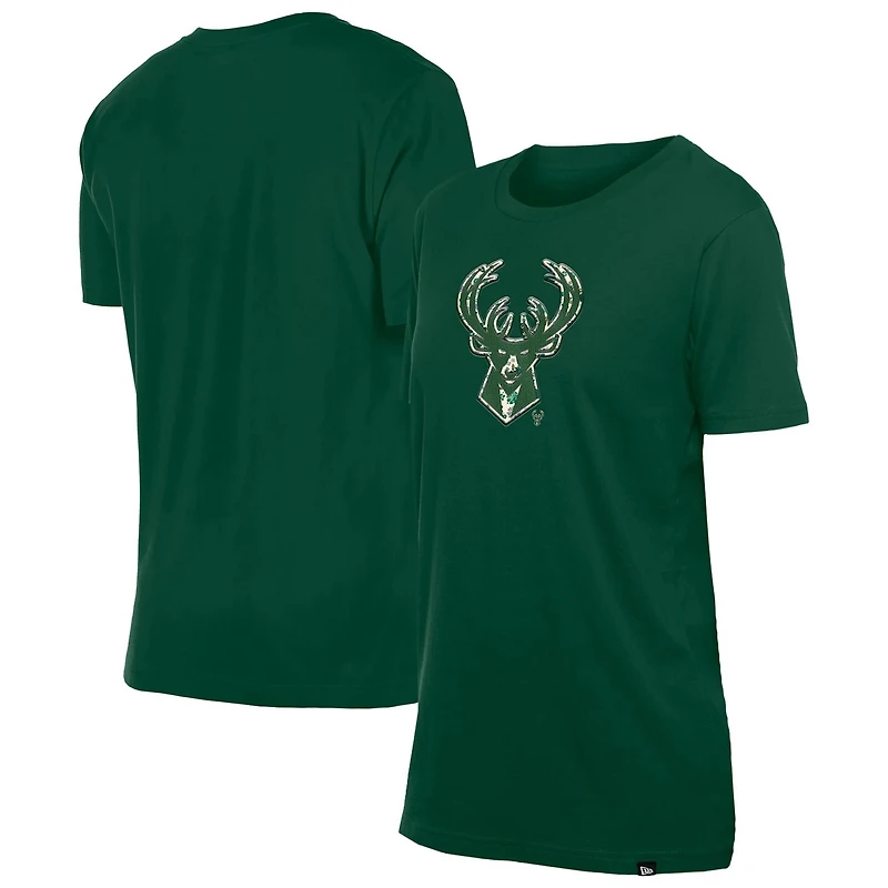 New Era Hunter Milwaukee Bucks Glam Game Flower T-Shirt