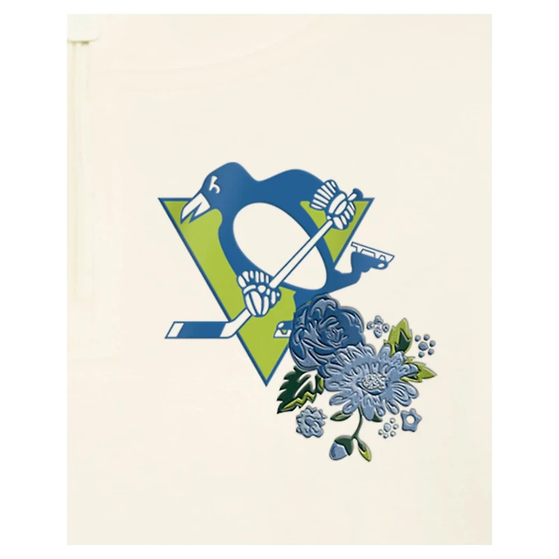 New Era Pittsburgh Penguins Glam Game Quarter-Zip Cropped Floral Hoodie Pullover