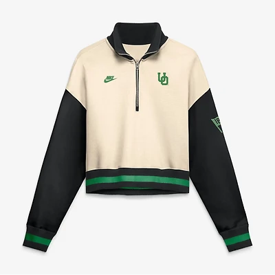 Nike Black Oregon Ducks Oversized Legacy Color Block Cropped Quarter-Zip Pullover