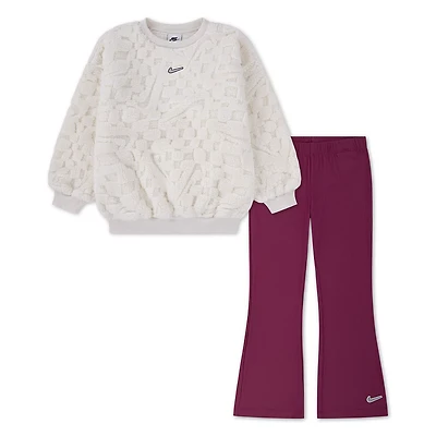 Nike Cozy Sherpa Crewneck and Flared Leggings 2-Piece Set
