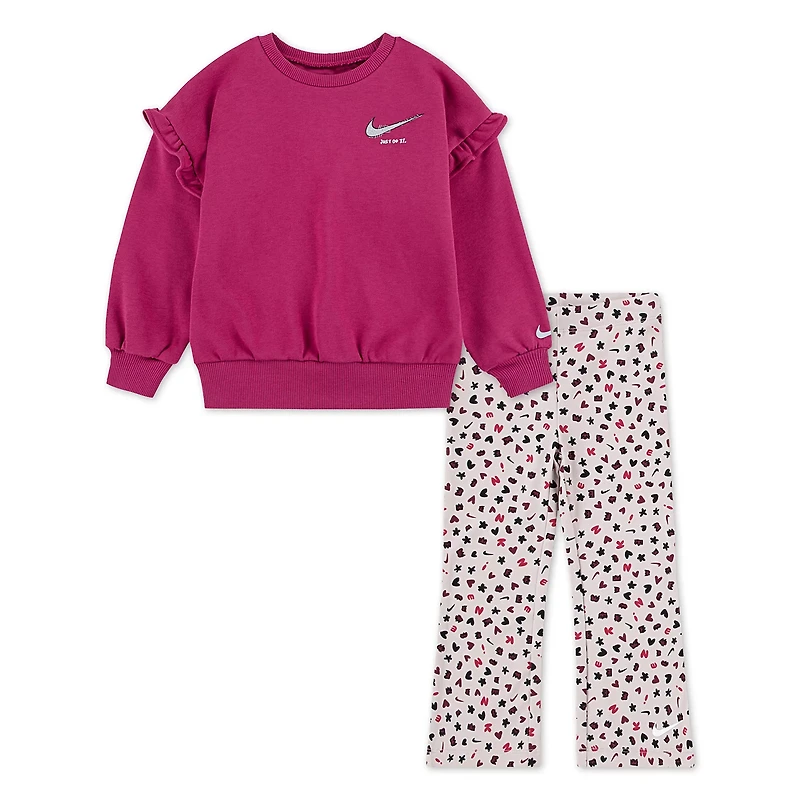 Nike Girls' (4-6x) Dri-FIT Essentials Crewneck and Flared Leggings 2-Piece Set
