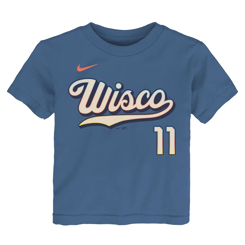 Nike Jackson Chourio Powder Milwaukee Brewers 2026 City Connect Name  Number T-Shirt