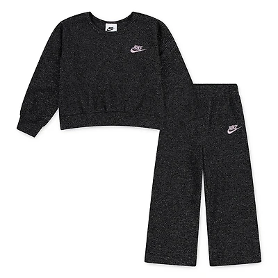 Nike Lurex Waffle Crewneck and Wide Pants 2-Piece Set