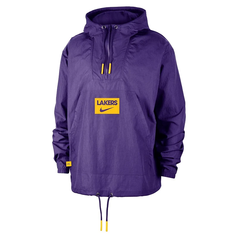 Nike Men's Los Angeles Lakers Courtside Premium Club Anorak 1/4 Zip Pullover Hoodie