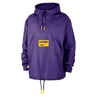 Nike Men's Los Angeles Lakers Courtside Premium Club Anorak 1/4 Zip Pullover Hoodie