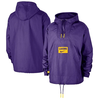 Nike Men's Los Angeles Lakers Courtside Premium Club Anorak 1/4 Zip Pullover Hoodie