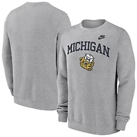 Nike Michigan Wolverines Legacy Classic Tackle Twill Embroidered Arch Over Logo Pullover Sweatshirt