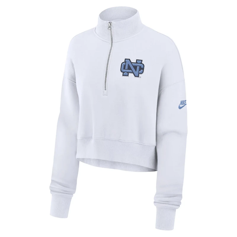 Nike North Carolina Tar Heels Legacy Elevated Logo Cropped Half-Zip Sweatshirt