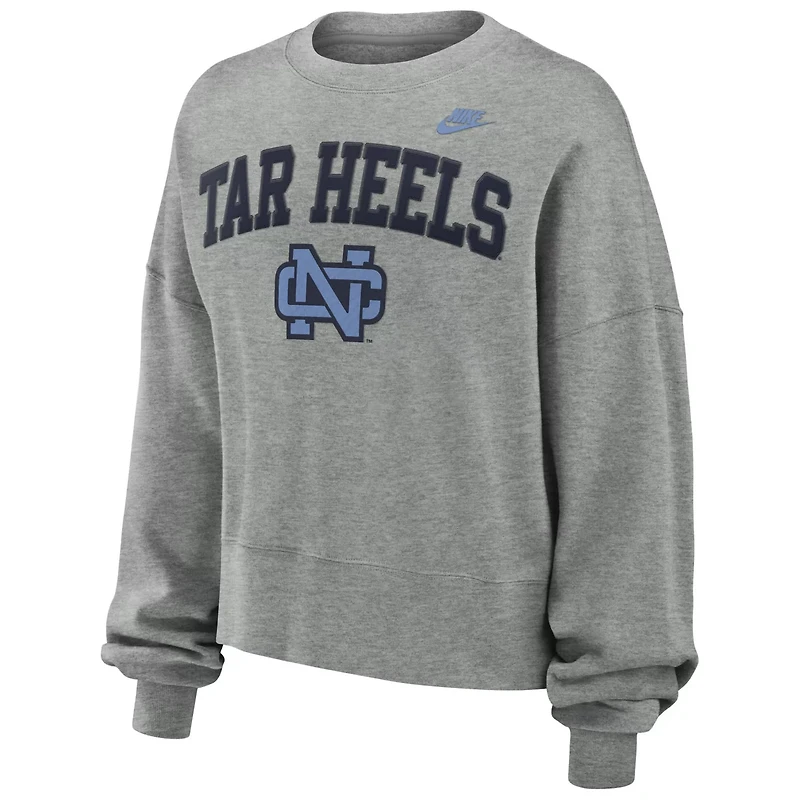 Nike North Carolina Tar Heels Legacy Fleece Classic Arch Oversized Cropped Tackle Twill Sweatshirt