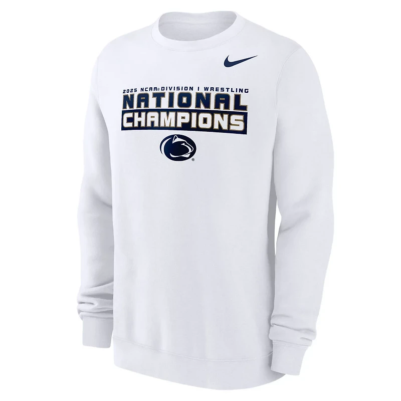 Nike Penn State Nittany Lions 2025 NCAA Wrestling National Champions Club Fleece Pullover Sweatshirt