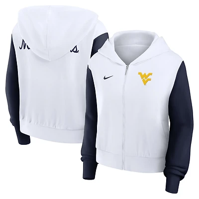 Nike West Virginia Mountaineers Cropped Beyond Capability Color-Block Script Full-Zip Hoodie
