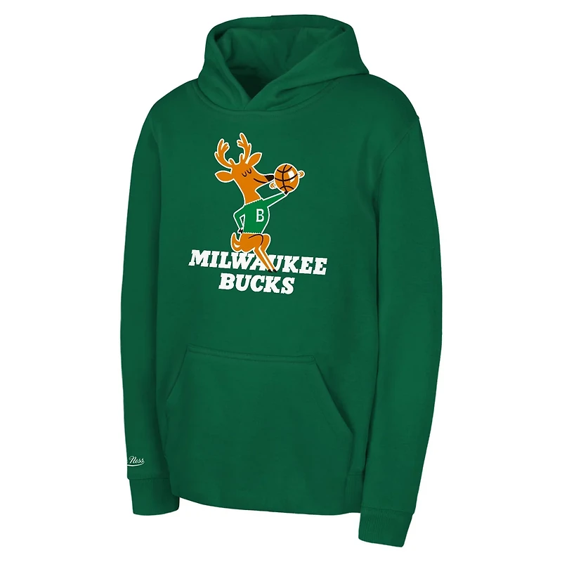Preschool Mitchell  Ness Milwaukee Bucks Retro Logo Pullover Hoodie