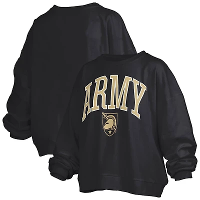Pressbox Army Knights Janise Arch Over Logo Waist Length Oversized Pullover Sweatshirt