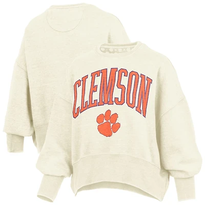 Pressbox Clemson Tigers Oversized Waist-Length Crewneck Sweatshirt