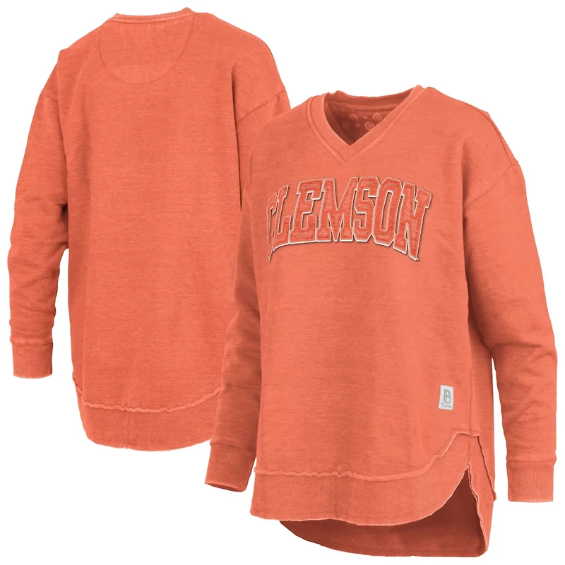 Pressbox Clemson Tigers Westin Poncho V-Neck Pullover Sweatshirt
