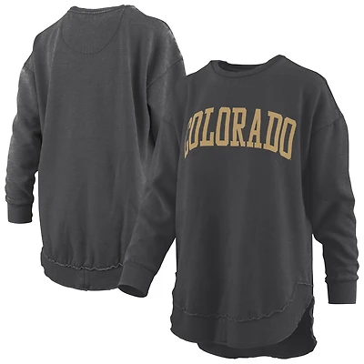 Pressbox Colorado Buffaloes Melange Poncho Vintage Fleece Long Sleeve Pullover Sweatshirt