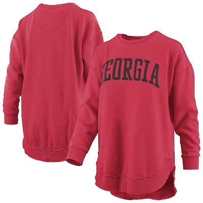 Pressbox Georgia Bulldogs Melange Poncho Vintage Fleece Long Sleeve Pullover Sweatshirt