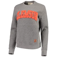 Pressbox Heather Charcoal Clemson Tigers Moose Quilted Pullover Sweatshirt